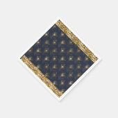 金ゴールドエレガントピーコックネイビーブループリントスタイリッシュ スタンダードカクテルナプキン (角)