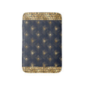 金ゴールドエレガントピーコックネイビーブループリントスタイリッシュ バスマット (正面縦)