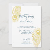 金ゴールドエレガントピーコックバースデーパーティ招待状 招待状 (正面)