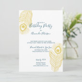 金ゴールドエレガントピーコックバースデーパーティ招待状 招待状 (スタンド正面)