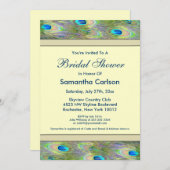 金ゴールドエレガントピーコックブライダルシャワー 招待状 (正面/裏面)