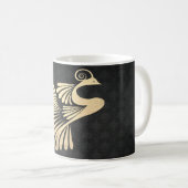 金ゴールドエレガントピーコック、ブラックダマスク コーヒーマグカップ (正面右)
