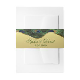 金ゴールドエレガントピーコッ結婚クのモノグラムベリーバンド 招待状ベリーバンド