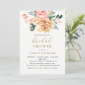 金ゴールドエレガントピーチフローラブライダルシャワー 招待状 (スタンド正面)