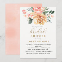 金ゴールドエレガントピーチフローラブライダルシャワー