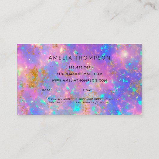 金ゴールドエレガントファイアオペルストーンアポイントメントカード 名刺 (裏面)