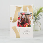 金ゴールドエレガントファミリーフォトクリスマスホリデーカード 招待状 (スタンド正面)