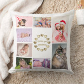 金ゴールドエレガントファミリーフォトコラージュ母日 クッション (ブランケット)