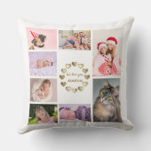 金ゴールドエレガントファミリーフォトコラージュ母日 クッション (裏面)