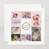 金ゴールドエレガントファミリーフォトコラージュ母日 シーズンカード (正面/裏面)