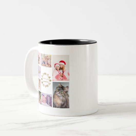 金ゴールドエレガントファミリーフォトコラージュ母日 ツートーンマグカップ (正面左)