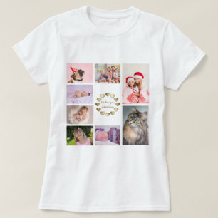 金ゴールドエレガントファミリーフォトコラージュ母日 Tシャツ