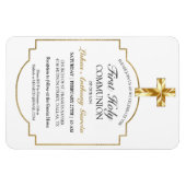 金ゴールドエレガントファースト聖餐式招待状 マグネット (横)