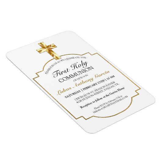 金ゴールドエレガントファースト聖餐式招待状 マグネット (右側)