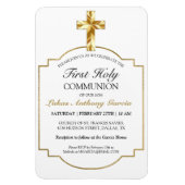 金ゴールドエレガントファースト聖餐式招待状 マグネット (縦)
