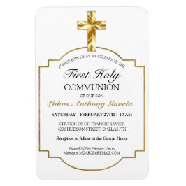 金ゴールドエレガントファースト聖餐式招待状 マグネット