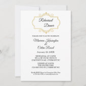 金ゴールドエレガントフィリグリーをホワイトリハーサルディナー 招待状 (正面)