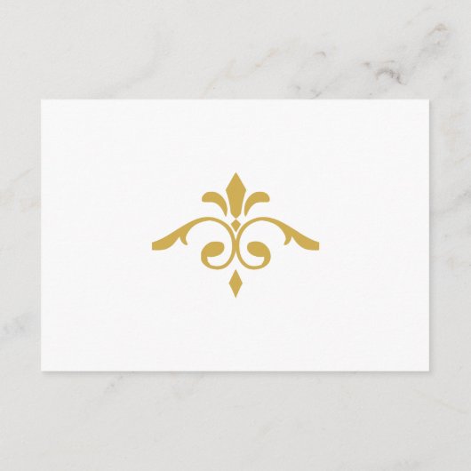 金ゴールドエレガントフィリグリーを白で結婚式のレセプション エンクロージャーカード (裏面)