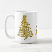 金ゴールドエレガントフィリグリーホリデークリスマスツリー コーヒーマグカップ (左)