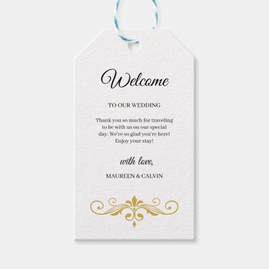 金ゴールドエレガントフィリーオンホワイト、ギフトラベル ギフトタグ (正面)