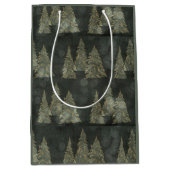 金ゴールドエレガントフェアライトパインツリーズクリスマス ミディアムペーパーバッグ (正面)