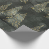 金ゴールドエレガントフェアライトパインツリーズクリスマス ラッピングペーパー (角)