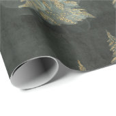 金ゴールドエレガントフェアライトパインツリーズクリスマス ラッピングペーパー (ロールコーナー)