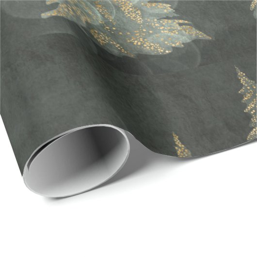 金ゴールドエレガントフェアライトパインツリーズクリスマス ラッピングペーパー (ロールコーナー)