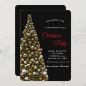 金ゴールドエレガントフェスティバルクリスマスツリーランプ 招待状 (正面/裏面)