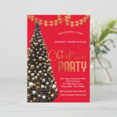 金ゴールドエレガントフェスティバルクリスマスツリー、赤 招待状 (スタンド正面)