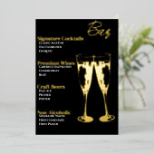 金ゴールドエレガントフォイルのカクテルパーティーバーメニュー 箔シーズンカード (立ち正面)