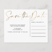 金ゴールドエレガントフォイル写真式の結婚式は日付を節約する 案内ポストカード (裏面)