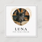 金ゴールドエレガントフォトドッグペットソーシャルメディアQRコード スクエア名刺 (正面)