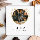 金ゴールドエレガントフォトドッグペットソーシャルメディアQRコード スクエア名刺