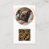 金ゴールドエレガントフォトドッグペットソーシャルメディアQRコード 名刺 (裏面)