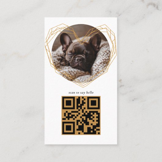 金ゴールドエレガントフォトドッグペットソーシャルメディアQRコード 名刺 (裏面)