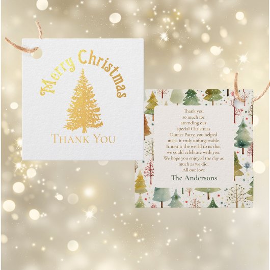 金ゴールドエレガントフォレスト松の木クリスマスディナー フェイバータグ