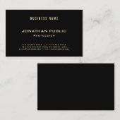 金ゴールドエレガントフォント文字シックブラックプレーントップモダンへ 名刺 (正面/裏面)