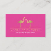 金ゴールドエレガントフラミンゴイベントプランナーピンク 名刺 (正面)
