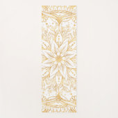 金ゴールドエレガントフラワーマンダラホワイトデザイン ヨガマット (正面)