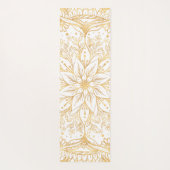 金ゴールドエレガントフラワーマンダラホワイトデザイン ヨガマット (裏面)