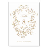 金ゴールドエレガントフランスのビクトリアンフローラ紋 テーブルナンバー (裏面)