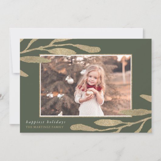 金ゴールドエレガントフレームと植物性離れ写真付き シーズンカード (正面)