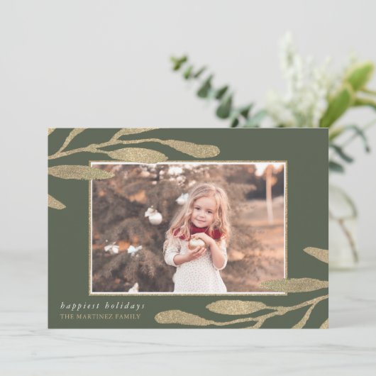 金ゴールドエレガントフレームと植物性離れ写真付き シーズンカード (スタンド正面)
