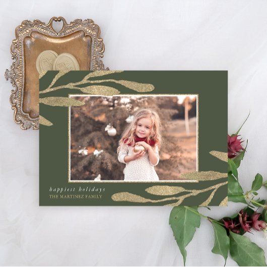 金ゴールドエレガントフレームと植物性離れ写真付き シーズンカード