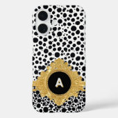 金ゴールドエレガントフレームと水玉模様背景 Case-Mate iPhoneケース (裏面)