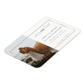 金ゴールドエレガントフレーム写真結婚式の日付の保存 マグネット (左側)