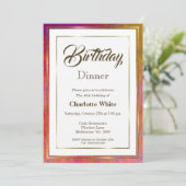 金ゴールドエレガントフレーム40th誕生日ディナー招待状 招待状 (スタンド正面)