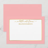 金ゴールドエレガントフレーム – サイズを選択 – ピンク赤面 ノートカード (正面/裏面)