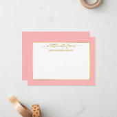 金ゴールドエレガントフレーム – サイズを選択 – ピンク赤面 ノートカード (正面/裏面インサイチュ)
